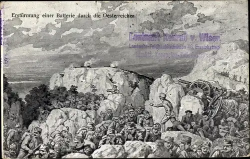 Ak Erstürmung einer Batterie durch KuK Armee, Alpenkrieg, I WK