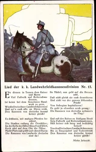 Lied Regiment Ak Lied der KuK Landwehrfeldkanonendivision Nr 13, Österreich, Waisenhilfe