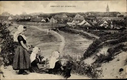 Ak Domburg Veere Zeeland Niederlande, Panorama vom Ort