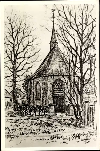 Künstler Ak Bergeijk Nordbrabant, Ned. Herv. Kerk