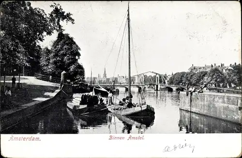 Ak Amsterdam Nordholland Niederlande, Binnen Amstel