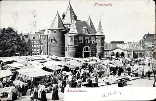 Ak Amsterdam Nordholland Niederlande, Nieuwmarkt