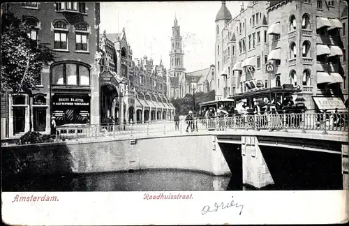 Ak Amsterdam Nordholland Niederlande, Raadhuisstraat