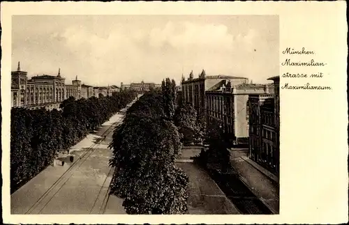 Ak München, Maximilianstraße mit Maximilianeum