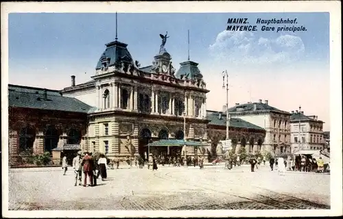 Ak Mainz am Rhein, Hauptbahnhof, Straßenansicht