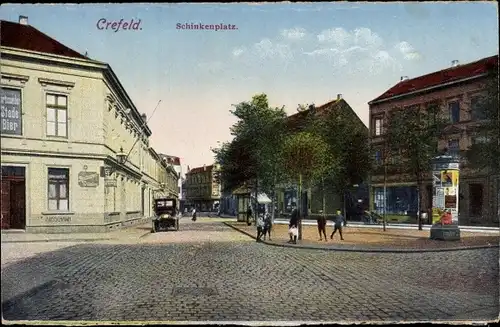 Ak Krefeld am Niederrhein, Blick auf den Schinkenplatz, Restaurant Widschrey, Automobil