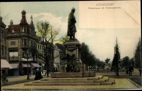 Ak Düsseldorf am Rhein, Alleestraße mit Moltkedenkmal