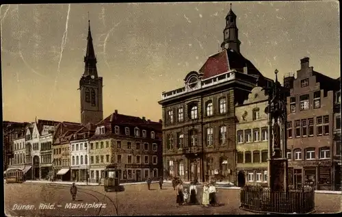 Ak Düren im Rheinland, Marktplatz