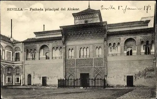Ak Sevilla Andalusien, Fachada principal del Alcazar