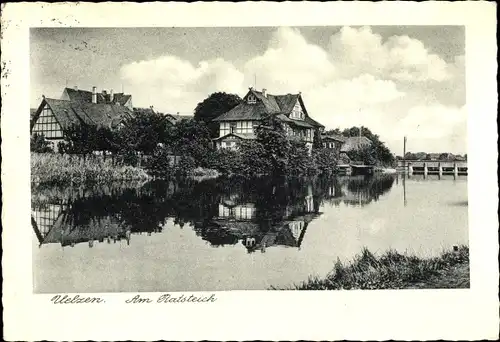 Ak Uelzen Lüneburger Heide, Wohnviertel am Ratsteich, Fachwerkhäuser