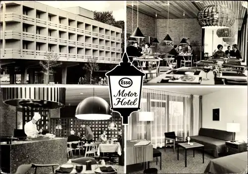 Ak Hannover in Niedersachsen, Esso Motor Hotel am Tiergarten, Speiseraum, Thresen, Schlafzimmer