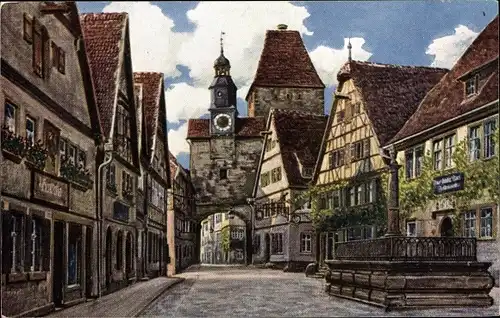 Künstler Ak Rothenburg ob der Tauber Mittelfranken, Rödergasse, Markusturm, Wiro 2372 A