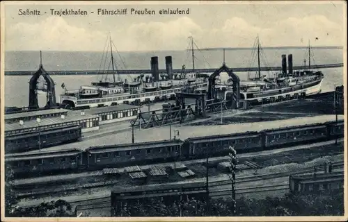 Ak Sassnitz auf der Insel Rügen, Trajekthafen, Fährschiff Preußen