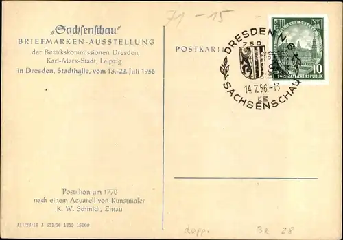 Künstler Ak Schmidt, Dresden, 750 Jahrfeier, Briefmarkenausstellung Sachsenschau, Postillion um 1770