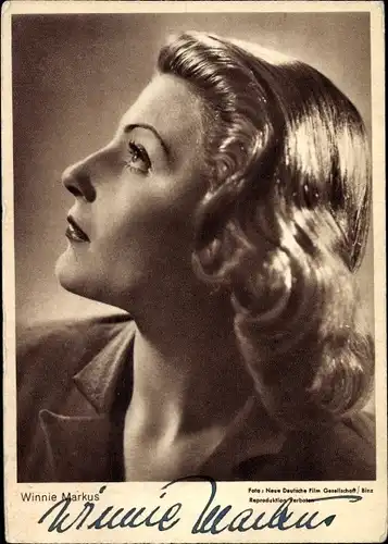 Ak Schauspielerin Winnie Markus, Portrait, Autogramm