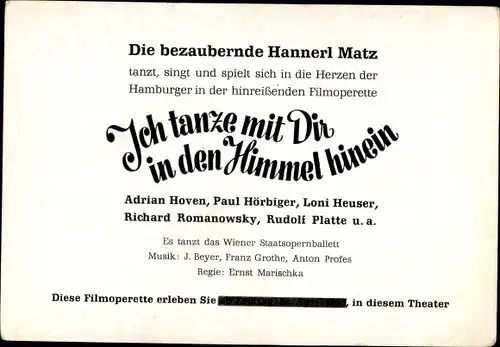 Ak Schauspielerin Johanna Hannerl Matz, Portrait, Autogramm