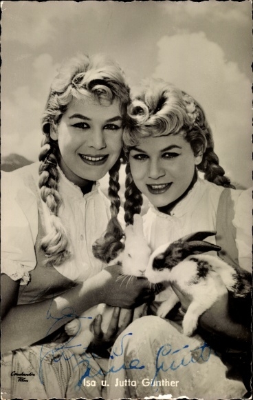 Ak Schauspielerinnen Isa und Jutta Günther, Portrait, Die Zwillinge vom