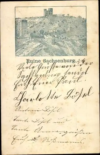 Vorläufer Litho Heldrungen in Thüringen, Ruine Sachsenburg, 1894