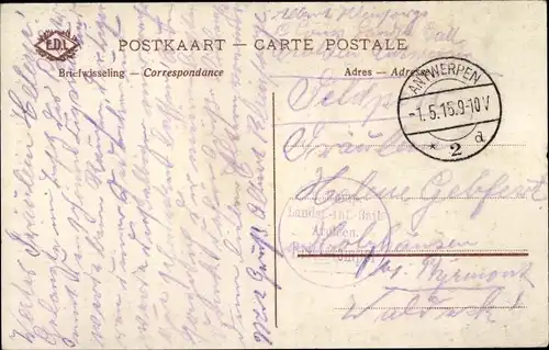 Dt. Feldpost, Truppenstempel, Antwerpen, Landsturm Infanterie Batl. Arolsen, I WK