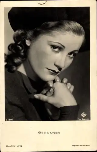 Ak Schauspielerin Gisela Uhlen, Portrait mit Hut