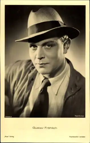 Ak Schauspieler Gustav Fröhlich, Portrait mit Hut