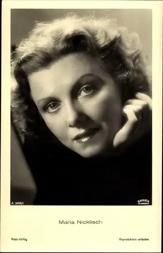 Ak Schauspielerin Maria Nicklisch, Portrait