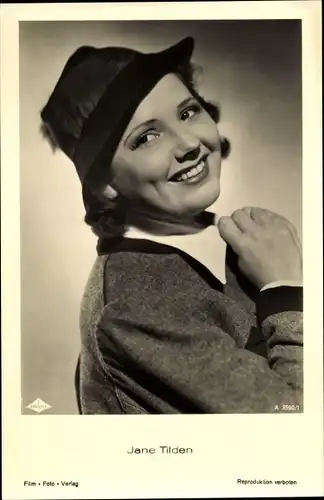 Ak Schauspielerin Jane Tilden, Portrait mit Hut