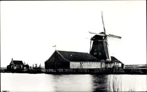 Ak Zaandam Zaanstad Nordholland, Oostzijderveld, Oliemolen De Dood, verbrand 1915