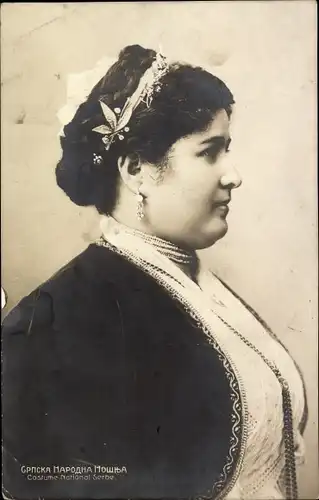 Ak Costume National Serbe, Frau in serbischer Tracht