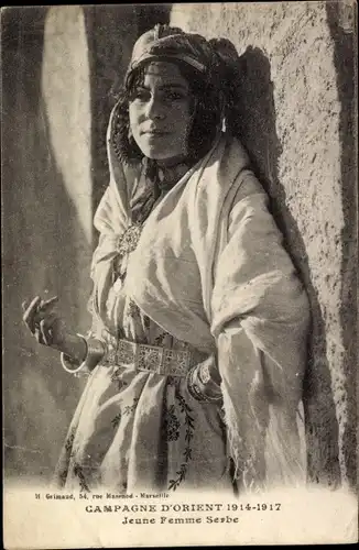 Ak Campagne d'Orient 1914 à 1916, Jeune Femme Serbe