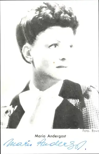 Ak Schauspielerin Maria Andergast, Seitenportrait, Autogramm