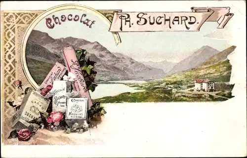 Künstler Ak Chocolat Suchard, Reklame, Landschaftsmotiv