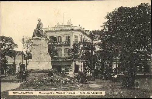 Ak Buenos Aires Argentinien, Monumento a Mariano Moreno, Plaze del Congreso