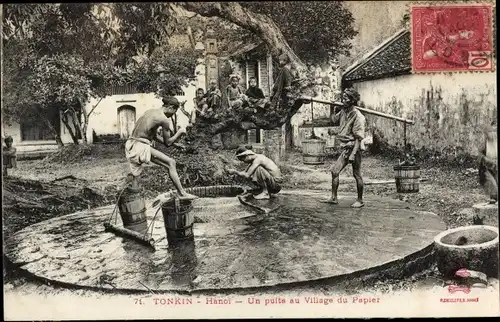 Ak Hanoi Tonkin Vietnam, Un puits au Village du Papier
