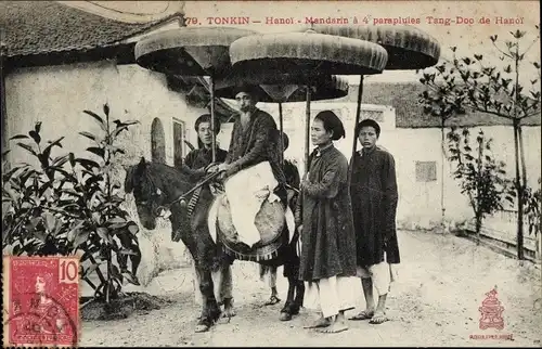 Ak Hanoi Tonkin Vietnam, Mandarin a 4 parapluies, Tang Doo, Reicher Vietnamese