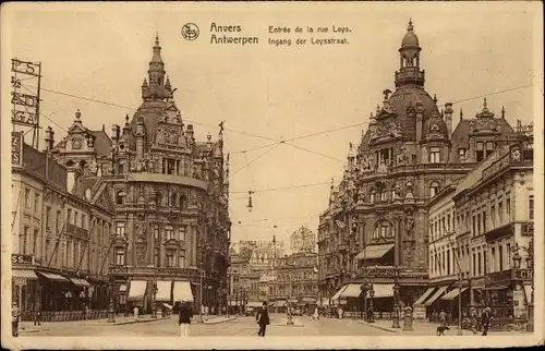 Ak Anvers Antwerpen Flandern, Entree de la Rue Leys