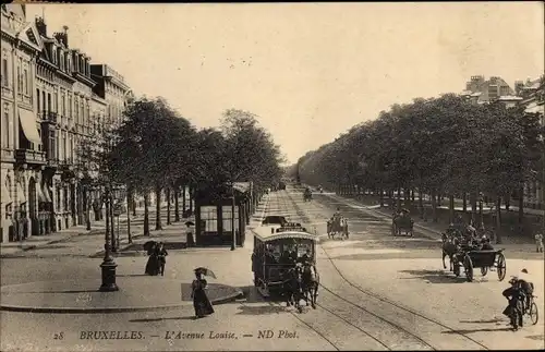 Ak Bruxelles Brüssel, L'Avenue Louise, Pferdebahn