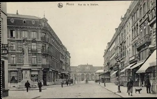 Ak Mons Wallonien Hennegau, Rue de la Station