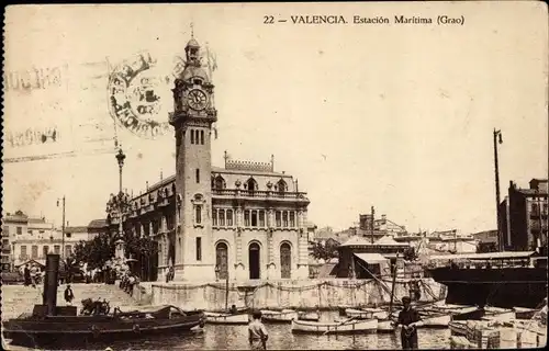 Ak Valencia Stadt Spanien, Estacion Maritima Grao