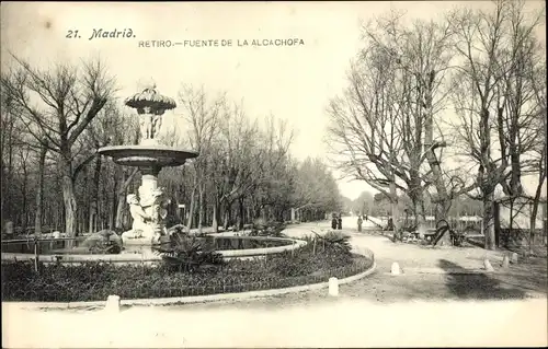 Ak Madrid Spanien, Retiro, Fuente de la Alcachofa