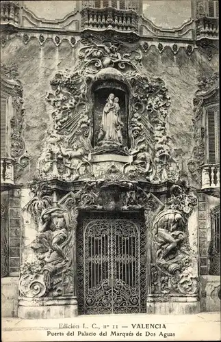 Ak Valencia Stadt Spanien, Puerta del Palacio del Marques de Dos Aguas