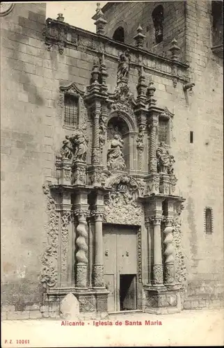 Ak Alicante Valencia Spanien, Iglesia de Santa Maria