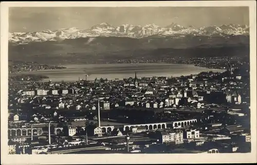 Ak Zürich Stadt Schweiz, Gesamtansicht, Alpen