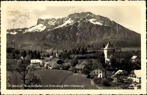 Ak Sankt Jakob am Thurn Puch bei Hallein in Salzburg, Gesamtansicht, Untersberg