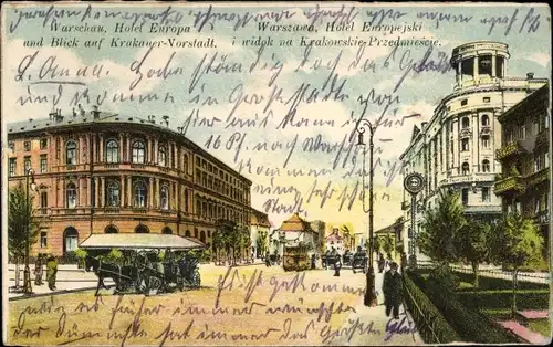 Ak Warszawa Warschau Polen, Hotel Europa, Krakauer Vorstadt