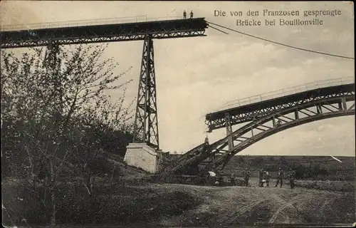 Ak Bouillonville Meurthe et Moselle, Die von den Franzosen gesprengte Brücke