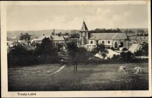 Ak Trosly Loire Aisne, vue prise l'eglise, des maisons