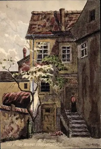 Künstler Ak Genehr, H., Breslau in Schlesien, Ein stiller Winkel, Göppertstraße