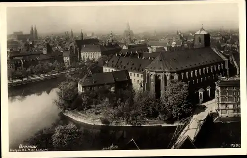 Ak Breslau in Schlesien, Fliegeraufnahme der Sandinsel