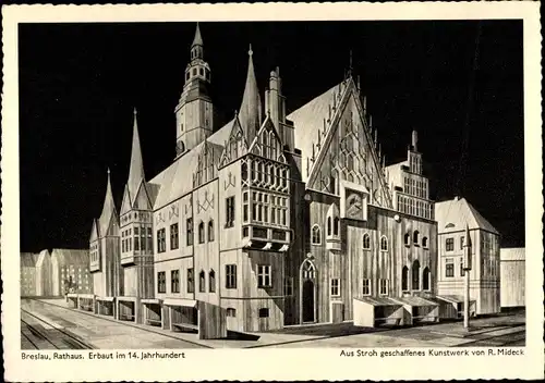 Ak Breslau in Schlesien, Rathaus, Strohmodell von R. Mideck